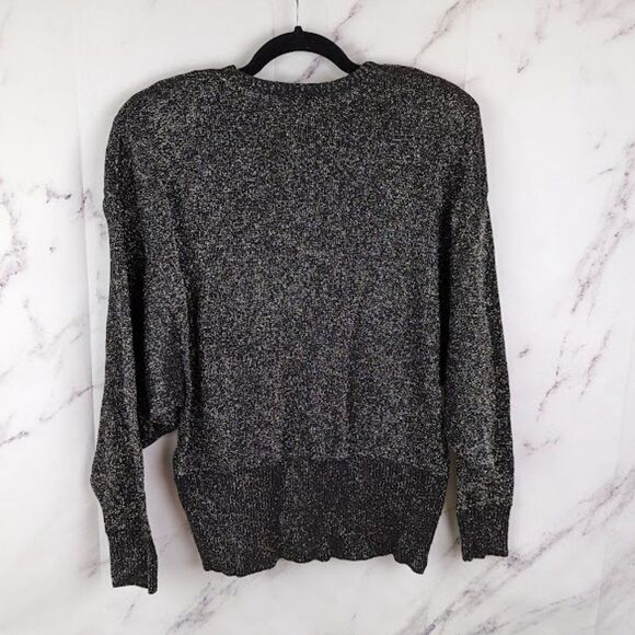 Vintage 90s Metallic Gray Long Sleeve Sweater Glitter Pierre Cardin Size Small - Picture 2 of 5